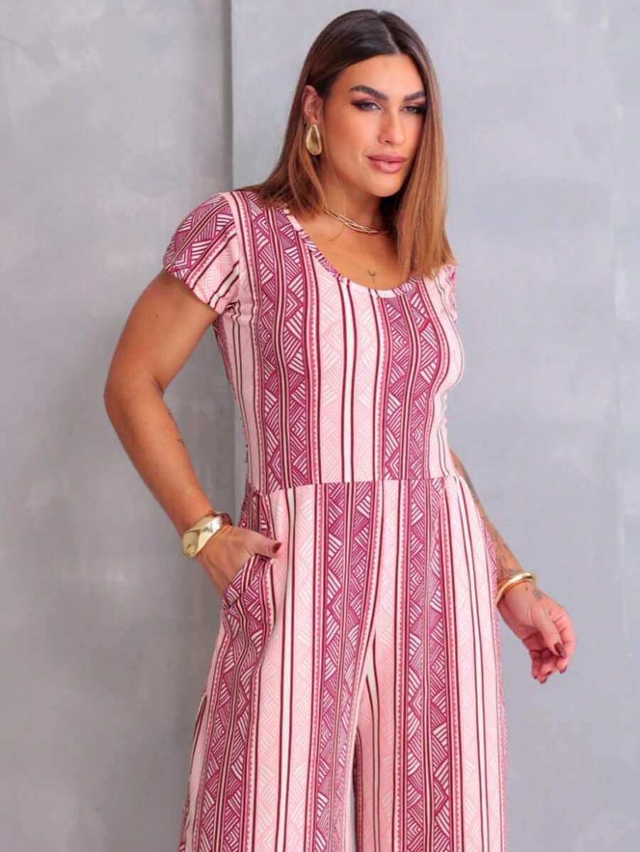 Macacão Feminino Pantacourt Estampado com Alças – Soltinho e Leve para o Verão