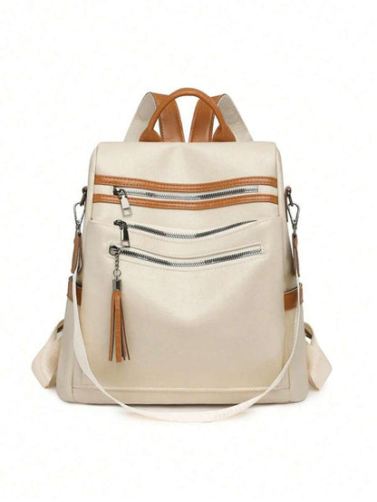 Mochila Feminina em PU à Prova d’Água e Anti-Roubo Estilo Coreano