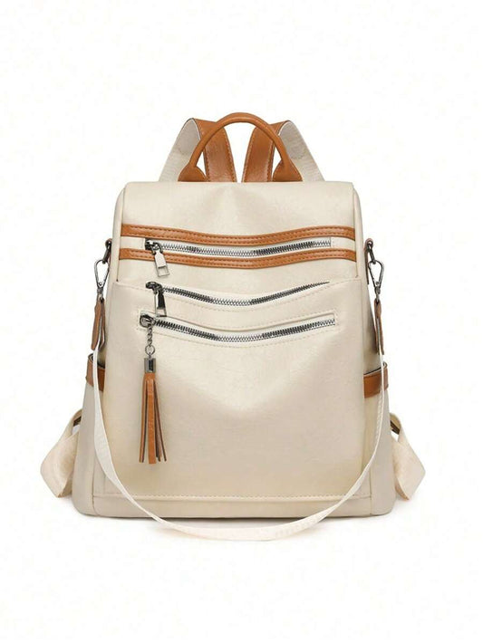 Mochila Feminina em PU à Prova d’Água e Anti-Roubo Estilo Coreano