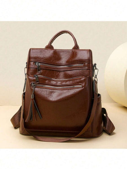 Mochila Feminina em PU à Prova d’Água e Anti-Roubo Estilo Coreano