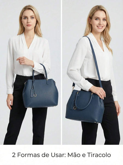 Bolsa Feminina Elegante com Design Trançado e Multi-Compartimentos