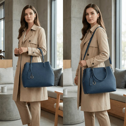 Bolsa Feminina Elegante com Design Trançado e Multi-Compartimentos