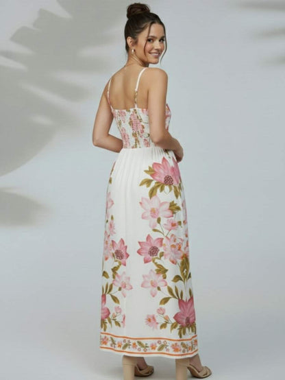 Vestido Feminino Longo com Fenda Lateral Estampa Floral