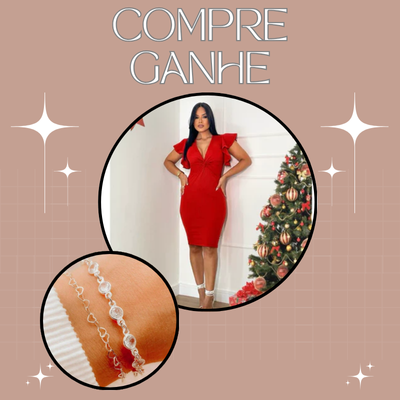 Na compra do Vestido Feminino Canelado Midi Vermelho, você ganha um Kit com 2 Pulseiras Prata 925