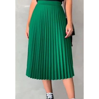 Saia Midi Plissada Feminina