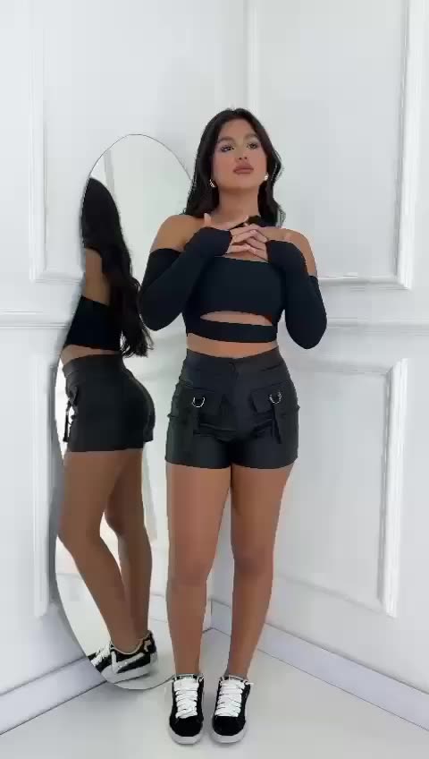 Cropped Feminino Livia Recorte Manga Longa Moda Feminina Moda Blogueira