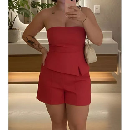 Conjunto Feminino Luxo Tomara Que Caia e Short Elegante