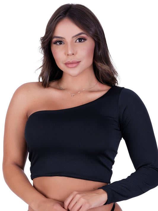 Cropped Ombro Só Uma Manga Longa