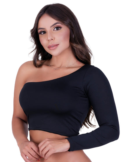 Cropped Ombro Só Uma Manga Longa