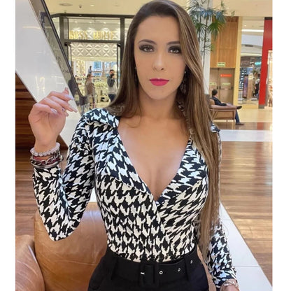 Body Feminino Camisa Casual com Bojo – Manga Longa
