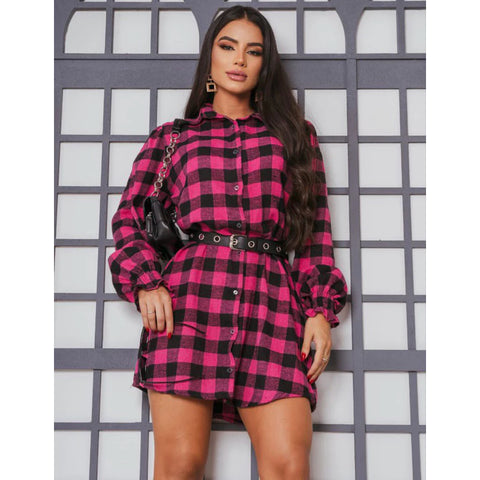Vestido Chemise Chamise Flanelada Xadrez