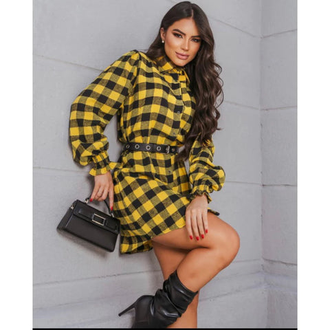 Vestido Chemise Chamise Flanelada Xadrez