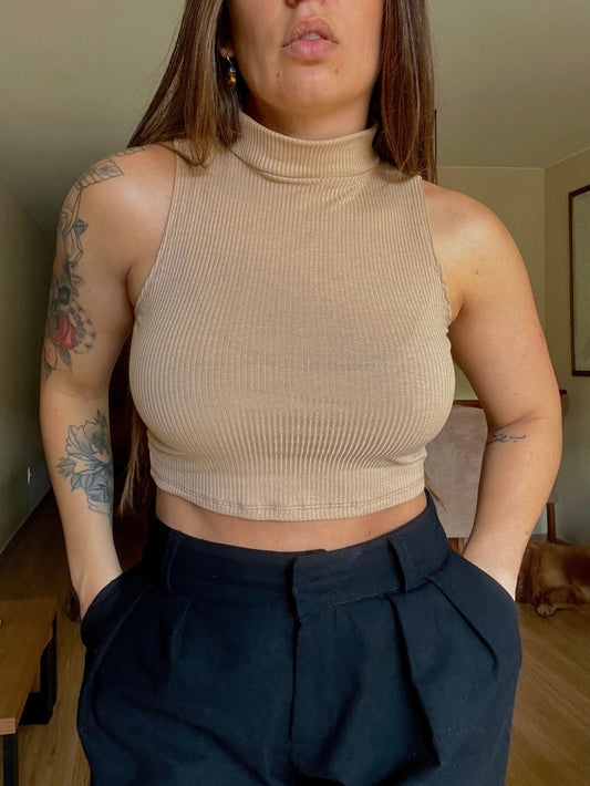 Cropped Canelado Gola Alta
