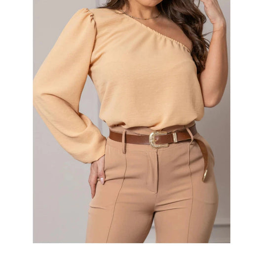 Blusa Feminina Um Ombro Duna Simples Glamour
