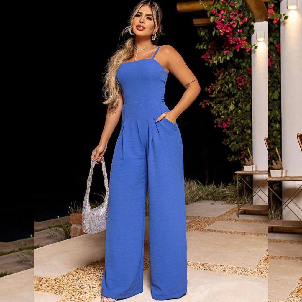 Macacão Longo Feminino Pantalona com Bojo – Luxo e Tendência