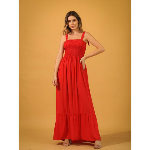 vestido longo com elastex e alca  tecido duna