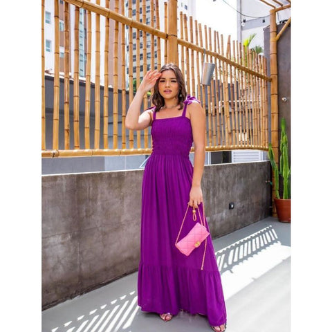 vestido longo com elastex e alca  tecido duna