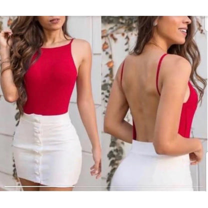 Body Feminino Canelado Cavado Alcinha Costas nuas