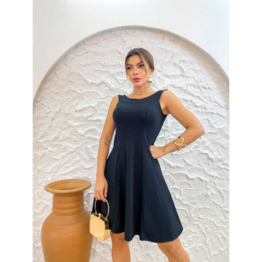 Vestido Rodado Feminino Acinturado Regata Soltinho