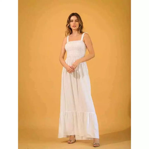 vestido longo com elastex e alca  tecido duna