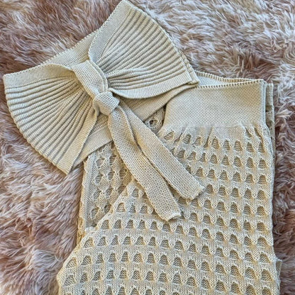 Conjunto Saída de Praia Verão Calça e Cropped Tomara que Caia Tricô