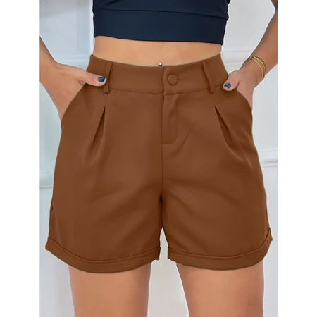 Short Feminino Alfaiataria Plissado Elegante e Confortável