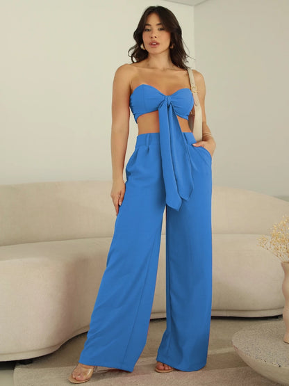 Conjunto Top com Laço e Calça Variante Duna Verão