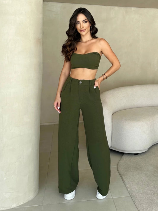 Conjunto Top com Laço e Calça Variante Duna Verão