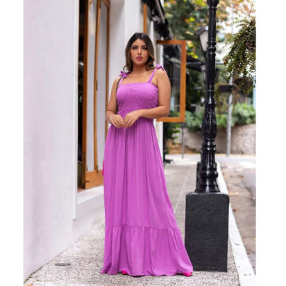 vestido longo com elastex e alca  tecido duna