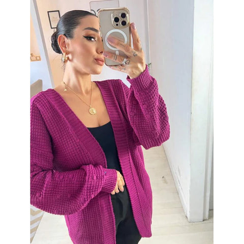 Cardigan Kimono Tricot Com Detalhe De Pompon Na Manga