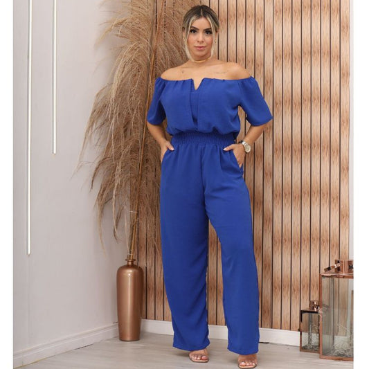 Macacão Longo Feminino Ciganinha Ombro a Ombro – Pantalona com Decote em V e Bojo