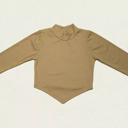 Cropped de bico manga longa feminina