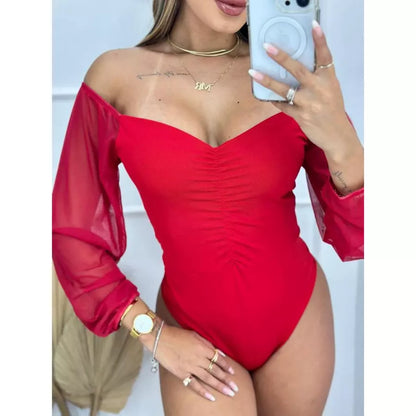 Body Feminino com Bojo – Manga Tule Princesa
