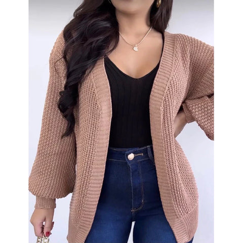 Cardigan Tricô Outono /Inverno Manga longa casaquinho Feminino