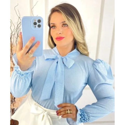 Camisa Feminina Social Manga Comprida - Crepe de Seda