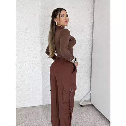 Body Collant Segunda Pele Gola Redonda Alta Básico Manga Longa
