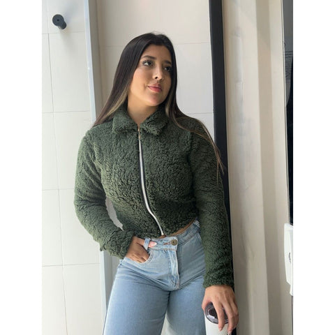 Jaqueta pelo sintético teddy sherpa super elegante e confortável zíper moda feminina