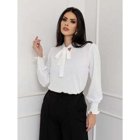Camisa Feminina Social Manga Comprida - Crepe de Seda