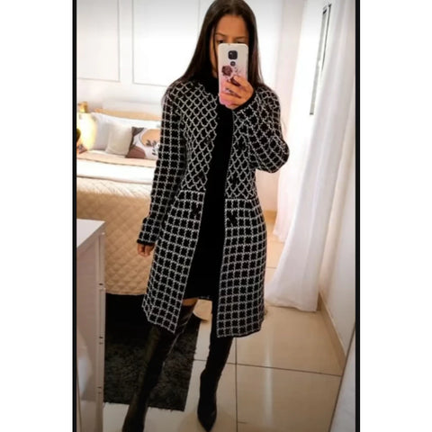 CASACO FEMININO CARDIGAN LONGO CASAQUINHO ESTILO SOBRETUDO BLUSÃO