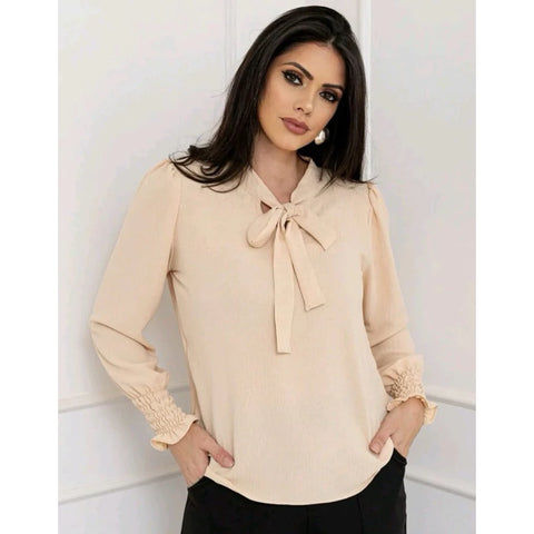 Camisa Feminina Social Manga Comprida - Crepe de Seda