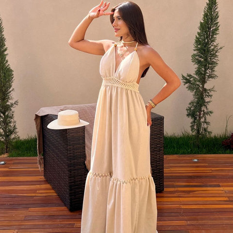 Vestido linho Feminino Casual Social Linho De Algodão com bojo alongado e elegante Roupa moda Feminina lisa Festa