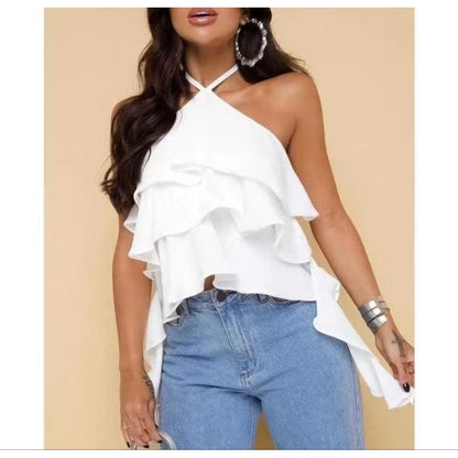 Blusa Feminina Bata de Verão com 3 Babados  Luxuosa