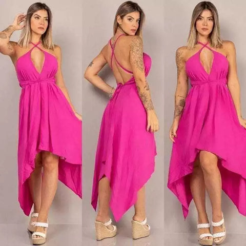 Vestido De Amarrar Várias Maneiras de Usar. Vestido Mídi Envelope de Pontas