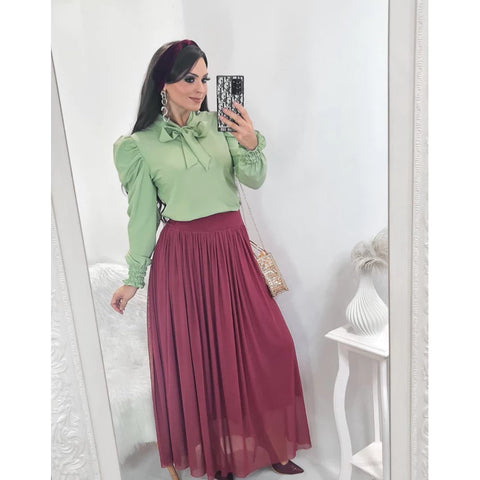 Camisa Feminina Social Manga Comprida - Crepe de Seda