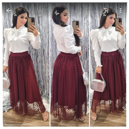 Camisa Feminina Social Manga Comprida - Crepe de Seda