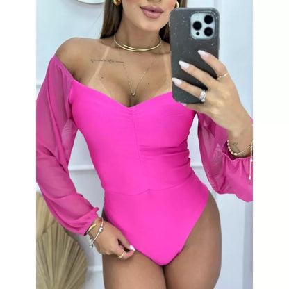 Body Feminino com Bojo – Manga Tule Princesa