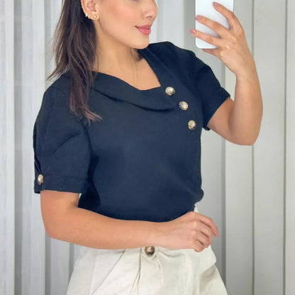 Blusa Social Feminina em Linho Laís