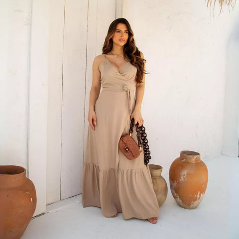 Vestido Envelope Alça Longo