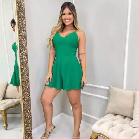 Macaquinho Curto Liso com Costas Cruzadas e Bojo