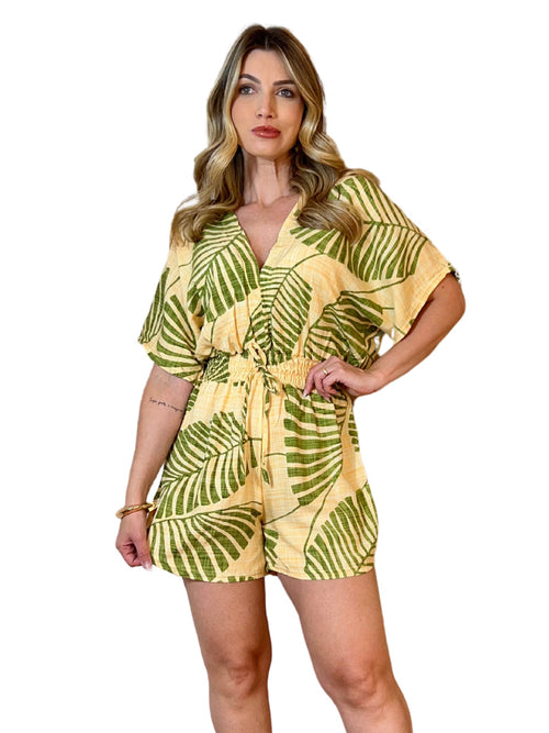 Macaquinho Feminino Curto Estampado Verão Simples Glamour